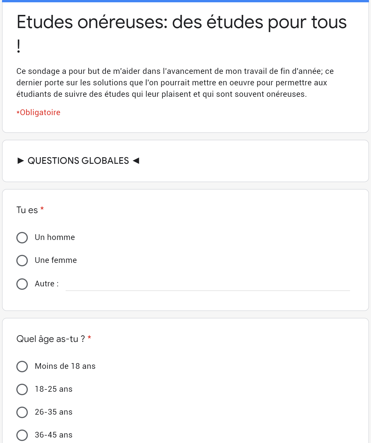 Mon google form en vue de trouver mon user research #1